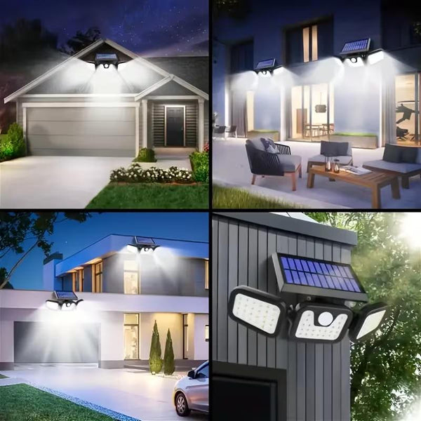 74 LED Solar Wall Light; Human Motion Sensor Solar Light; Outdoor Wall Lamp with 3-Level Brightness Adjustment; Suitable for Gates, Yards, Garages, and Pathways; Solar Powered; 270° Wide-Angle Illumination.