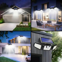 74 LED Solar Wall Light; Human Motion Sensor Solar Light; Outdoor Wall Lamp with 3-Level Brightness Adjustment; Suitable for Gates, Yards, Garages, and Pathways; Solar Powered; 270° Wide-Angle Illumination.