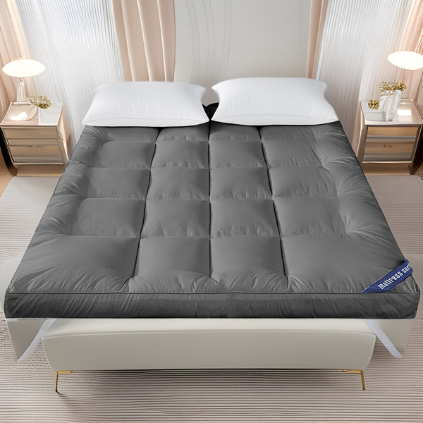 4 Inch/10cm Microfibre Mattress Topper 1100 GSM Heavy Fill Super Soft And Fluffy Hand Filled Single Double King Super All Sizes | Elasticized Corner Straps Fits Up to 30cm
