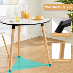 GOFLAME Faux Marble Round Dining Table, Modern Round Side Table with Faux Marble Pattern Tabletop & Anti-rust Steel Legs, Round Dinner Table for Kitchen Room, Living Room