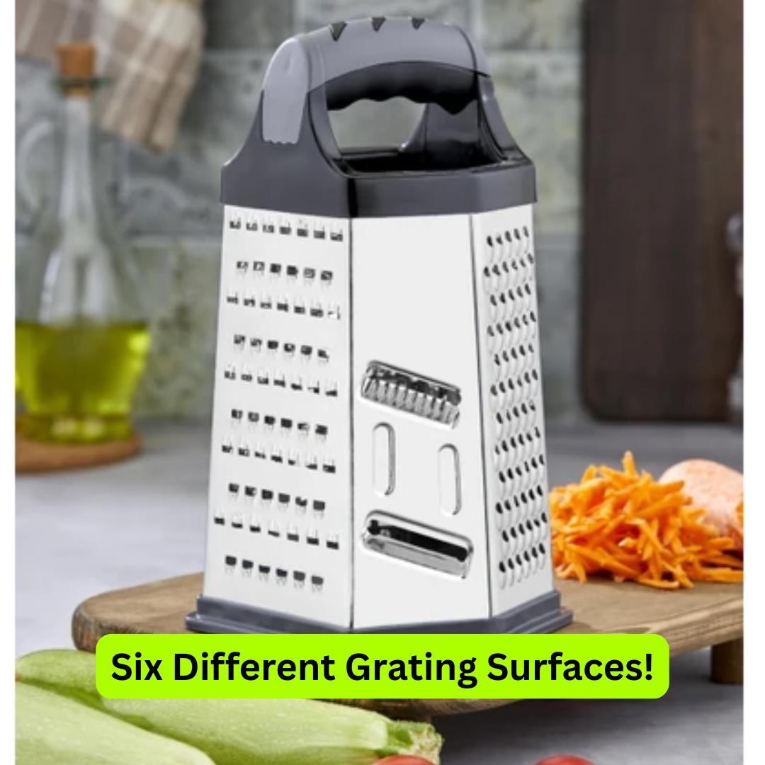 Cheese Grater - Stainless Steel Six Way Grater, 13.6 cm Vegetable Shredder Fruits Slicer