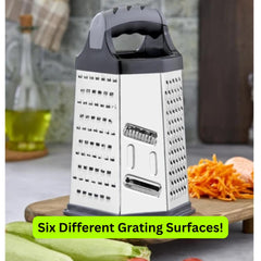 Cheese Grater - Stainless Steel Six Way Grater, 13.6 cm Vegetable Shredder Fruits Slicer