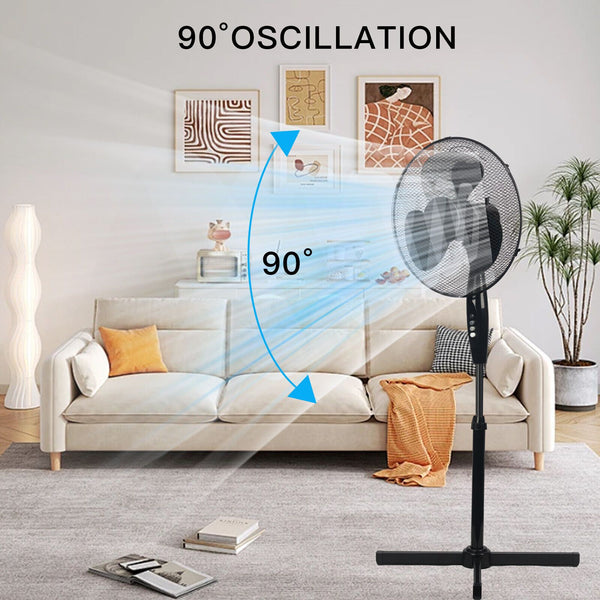 Max. 51.2inch Oscillating Pedestal Floor Fan Standing Air Cooling 3 Speed Cool Setting Electric Silent for Home, Office & Bedroom Living Room