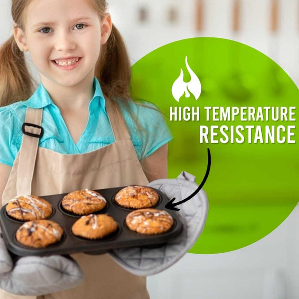 ANGIX 6 & 12 Cup Muffin Tray Nonstick - Dishwasher Safe Cupcake Tins for Baking | Non-Stick Pan Muffin Trays, Baking Mould for Muffins or Cupcakes, Bakeware - (Black)