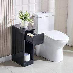 Slim Bedside Table, High Gloss Narrow Nightstand, Small Bedside Cabinet with Storage Space Saving for Bedroom Storage Unit, Living Room Small Sofa Side End Table