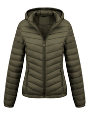 Women's Autumn/Winter Fashion Simple Versatile Lightweight Commuter Hooded Padded Coat with Pockets