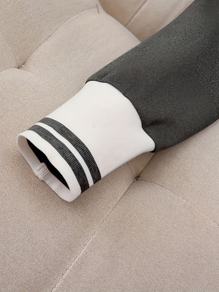 Fashionable Elegant Solid Color Casual Street Striped Suit and Pants Set
