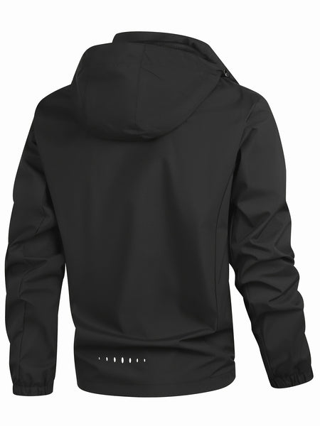 Men's Winter Fleece-Lined Hooded Jacket, with Letter Print for Outdoor Sports & Travel