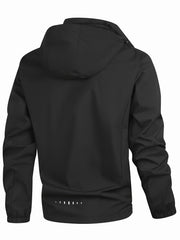 Men's Winter Fleece-Lined Hooded Jacket, with Letter Print for Outdoor Sports & Travel