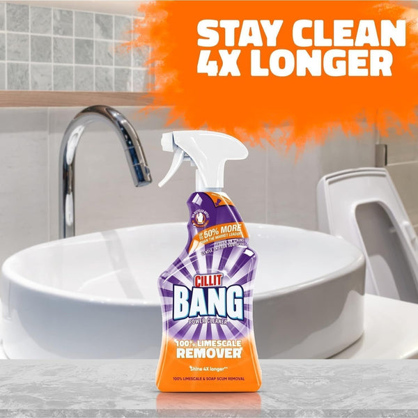 Cillit Bang Limescale Remover 750ml Spray – Powerful Bathroom Cleaner, Pack of 6