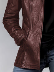 CHIDU Women's Jacket, PU, Retro Motorcycle Jacket Long-sleeved Jacket, Women's Long-sleeved Zipper Cardigan Stand-up Collar Design, Windproof Women's Jacket, Suitable for Spring, Autumn And Winter Jackets, Pockets, Global ALL, Casual Women's Jacket