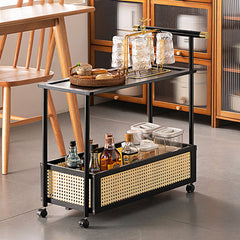 Movable sofa side table, large capacity, 50x30x70cm, double-layer design for living room and kitchen organization, versatile wicker-pattern storage basket, rolling side table, bedroom bedside storage side table, ideal for living rooms, bedrooms, and famil
