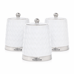3Pcs Modern Ceramic Kitchen Canisters Set with Airtight Lids | Tea Coffee Sugar Storage Jars | Gloss Finish Countertop Containers for Home Organisation