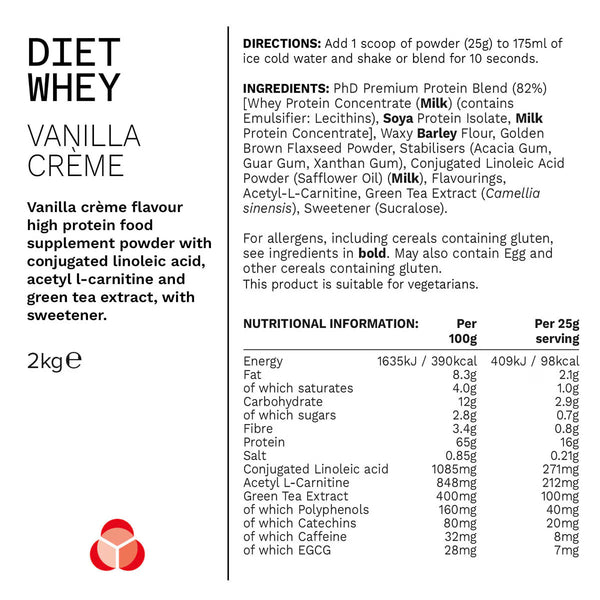 PHD Diet Whey Powder Vanilla Flavour, 2Kg