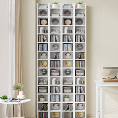CD Shelf, 14-Tier Open CD Stand, Two-Piece Media Shelf, Freestanding Shelf, Stand Or Display Case, for Living Room, Study, 17 X 20 X 213cm, White