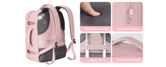 Easyjet Cabin Bag 45x36x20 Underseat, Large Capacity Travel Backpack for Women, Airline Approved Carry On Luggage Rucksack, Multifunctional Laptop Backpack with Shoe Pouch for Business, School, and Daily Commute, Pink