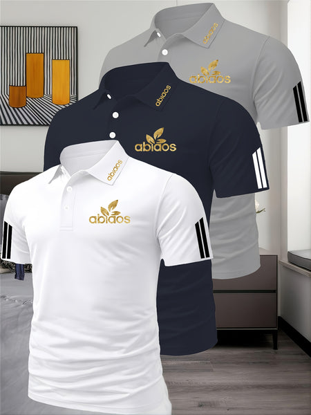 Three-Piece Summer Men'S Polo Shirt, Top, Running, Sports, Gym Breathable, Quick-Dry, Business, Casual, Vacation Polo Shirt, Fashionable Short-Sleeve Golf Shirt
