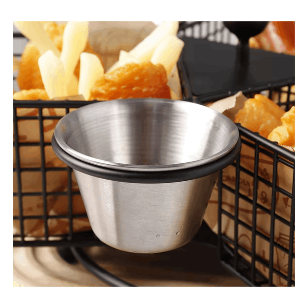 1pc Rotating French Fry Basket with Dipping Cup Compatible for French Fries, Onion Rings, Wings - Heavy-Duty Stainless Food-Contact Rotator System, Countertop/Floating Shelf Fryer Basket for & Commercial Kitchens