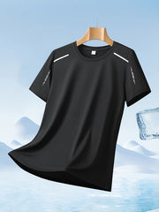Set of 4 Men'S Quick-Dry Athletic T-Shirts - Lightweight, Moisture-Wicking, Short Sleeve Round Neck Tops, Highly Elastic for Comfort, Ideal for Summer Outdoor Activities