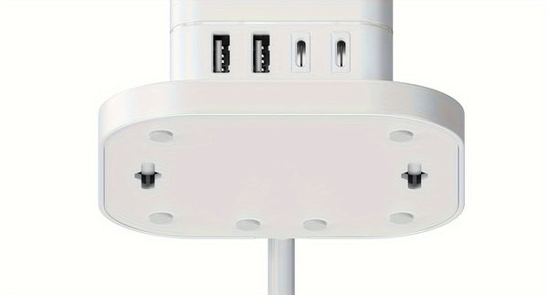 2M Tower Extension Lead With USB Slots, Hotimy 8 Way 4 USB (2 USB-A&2 USB C) Multi Plug Extension Tower, Surge Protected Extension Lead With Switch, 2 Meters Extension Cable For Home Office 13A 3250W