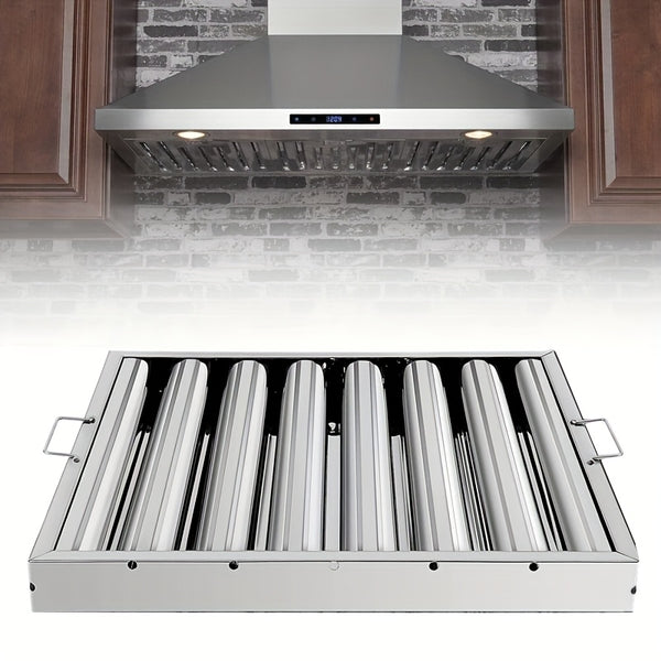 Stainless Steel Kitchen Exhaust Hood with Grease Baffle Filter - Modern, Sleek Design for Efficient Airflow and Easy Maintenance, Ideal for Home and Commercial Use, Commercial Kitchen Hood | Sleek Stainless Hood | Durable Kitchen Hood, Exhaust Fan
