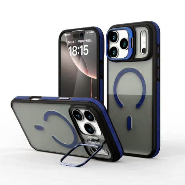 Phone Case: New Unique Flip Bracket Metal Bracket Color Anti Slip Protection Phone Case for iPhone 17 Air 16 15 14 13 12 11 Pro Max Plus Frosted Matte Translucent Black Shockproof Hard Cover Strong Magnetic Wireless