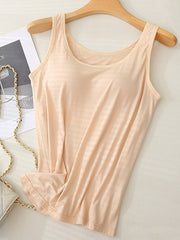 3-Pack Women'S Sexy Sleeveless T-Shirt - Solid Color Vest with Bra, Casual Spaghetti Strap Top for Spring/Summer, Machine Washable, Suitable for Home Wear And Outgoing, Loose Fit, Women'S Summer Clothing, All-Season Style