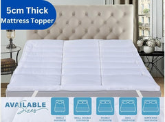 Hotel Quality Box Stitched Microfibre Mattress Topper 5Cm Super Soft Heavy Fill Orthopaedic anti Allergy Quilted Mattress Topper (Double,137Cm X190Cm)