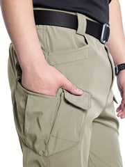 2pcs Men'S Tactical Cargo Pants, Multi-Pocket Casual Style, Elasticity Composite Fabric, Breathable, Suitable for Casual Outing, Hiking, Outdoor Sports, Worn by Middle-Aged And Elderly, Spring And Autumn Style (Belt Excluded)