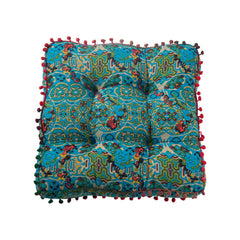 1PC Blue Tatami Square Cushion Cushion, Essential for Office and Study, Thick Cushion for Home Use | Recliner Cushion, with Bohemian Style, Size 42 * 42 * 7 Cm