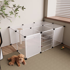 Roofed Cat Playpen System, 12/16/18 Panel Choices, Transparent Cat Enclosure with Top, Complete Kitty Condo with Top Cover, Escape-Proof Indoor Sanctuary, Top Cover Included for Small/Medium Dogs Indoor Protection & Security, Ideal for Indoor Training, Li