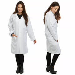 ATEK White Lab Coat Premium Cotton Blend, Medium Size, Ideal for Food Industry, Labs, Medical Professionals - Breathable, Durable, Easy Maintenance