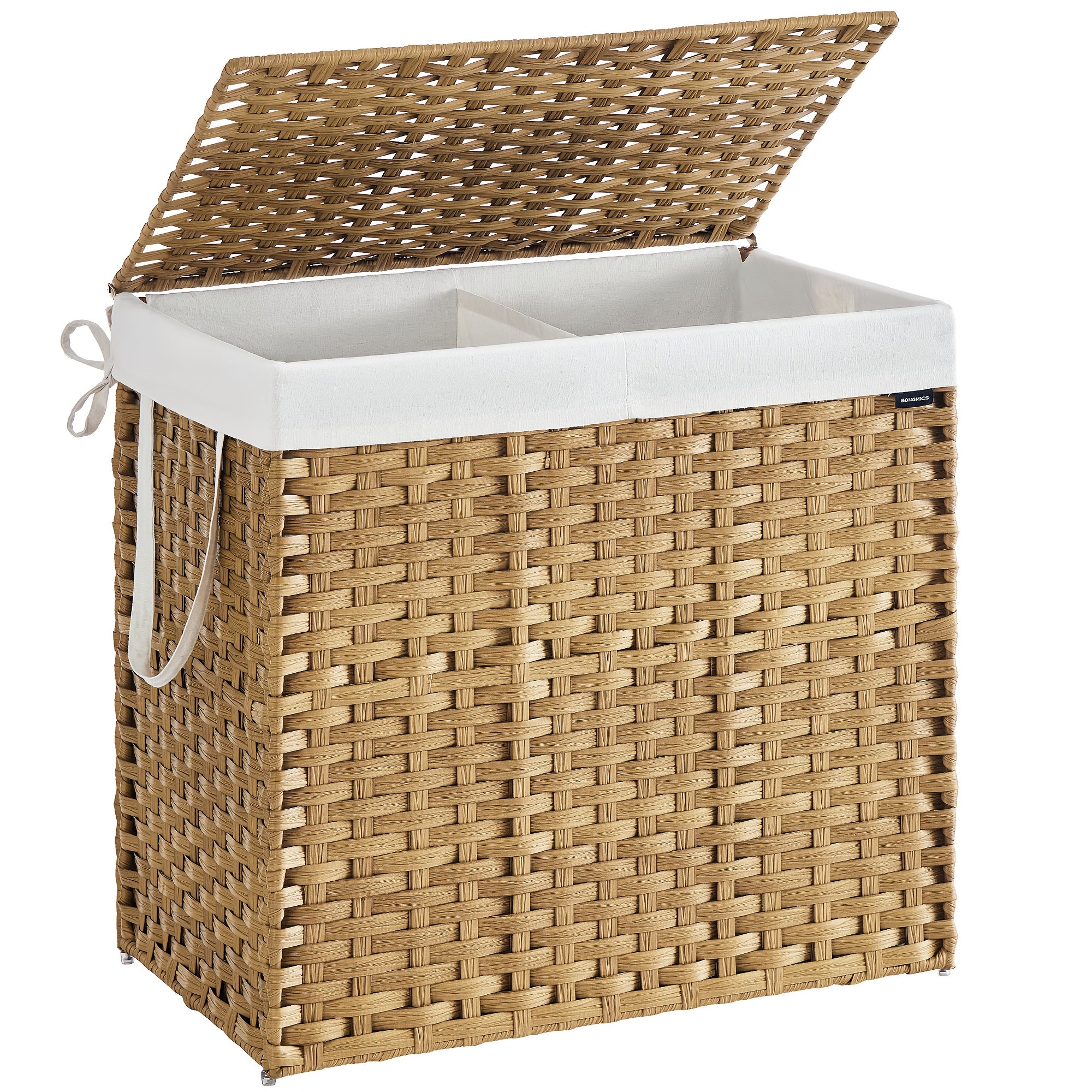Laundry Basket, 160L Synthetic Rattan Storage Basket with Lid And Handles, Wicker, Foldable, Removable Liners, for Blankets, Clothes, Living Room, Laundry Room, Natural Colour, Laundry Baskets, Living Room Decor, Clothes Hamper, Stylish Organizer