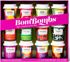 Bombombs, Hot Chocolate Mix Gift Set with Mini Cup Packaging, Dessert Flavours Include Rocky Road, Cookies Butter, Pumpkin Pie & More, Set of 12