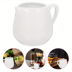 4pcs 50/ 100ml Ceramic Creamer Jugs - Porcelain serving jugs with milk spoons, Sauce jugs, Sauce boats, Pottery creamer jugs with handles for kitchen, coffee and tea - perfect for sauces, syrups and creams (white)