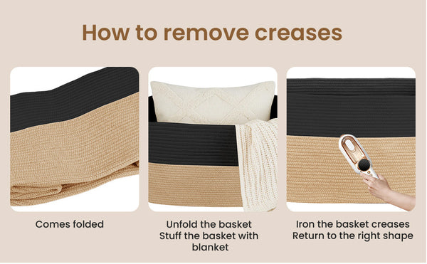 65L Large Storage Basket Blanket Baskets in Living Room, Nursery, Bedroom, Cotton Rope Baskets for Towels, Books, Toys, Dirty Clothes, Baby Storage Organiser, Grey, 65L