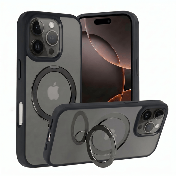 TECH SENSE Magnetic Case for iPhone with Stand, Compatible with MagSafe, Foldable Stand, Full Camera Lens Protection, Scratch-Resistant Translucent Matte Shockproof Phone Cover