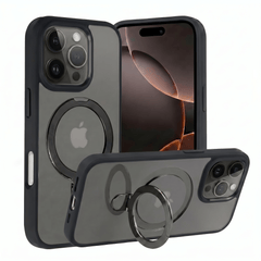 TECH SENSE Magnetic Case for iPhone with Stand, Compatible with MagSafe, Foldable Stand, Full Camera Lens Protection, Scratch-Resistant Translucent Matte Shockproof Phone Cover