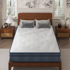 Mattresses Available in Single, Small Double, Double, And King Sizes Featuring Pocket Springs, a 26Cm (10.23 Inches) Medium-Firm Memory Foam Design with Seven Layers. Offers Pressure Relief And Motion Isolation in Blue And White