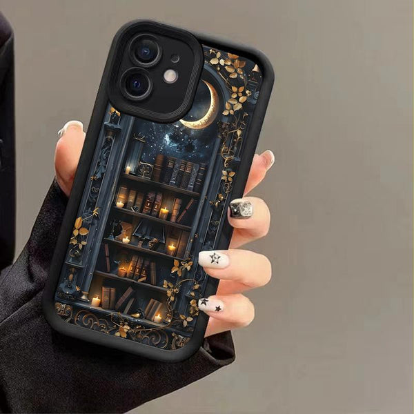 Phone Case - A Fashionable And Artistic Moon-Themed Bookshelf Design, Perfect for Both Men And Women. It'S a Straightforward Yet Distinctive Case, Compatible with for Iphone 17, 16, 15, 14, 13, 12, 11, XS, XR, X7, 8 Plus, Pro Max