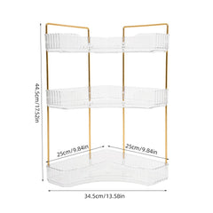 Transparent Triangular Storage Rack Golden Multi-layer, Cosmetic Layered Organizer Design, Suitable for Vanity Bedroom Bathroom, Corner Space Utilization Storage Skincare Products
