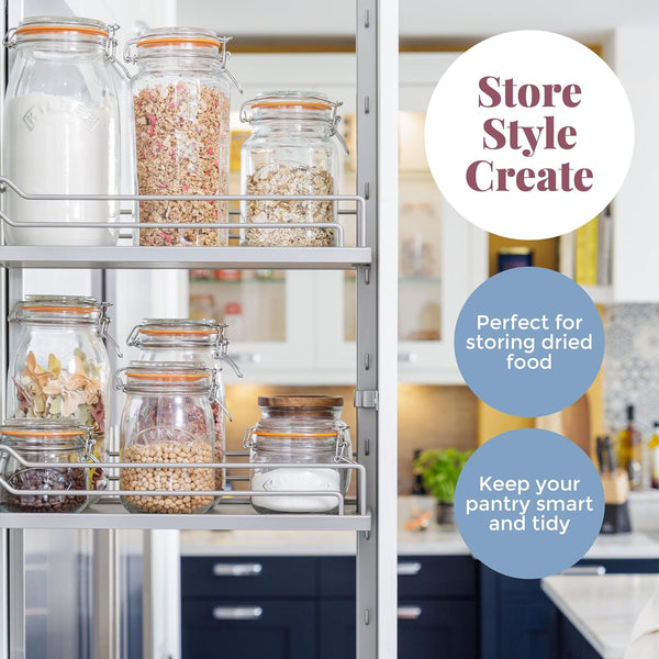 Kilner Clip Top Jar 1.5 Litre (1500 Ml) Airtight Glass Storage Jar for Preserving Fruits Vegetables Coffee Tea Rice Flour Nuts Pasta