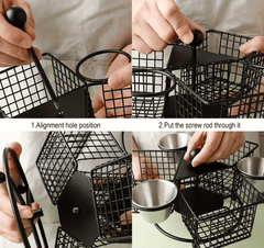 1pc Rotating French Fry Basket with Dipping Cup Compatible for French Fries, Onion Rings, Wings - Heavy-Duty Stainless Food-Contact Rotator System, Countertop/Floating Shelf Fryer Basket for & Commercial Kitchens