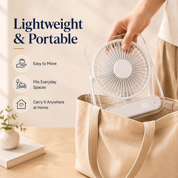 USB Desk Fan, 5000Mah [15H Max Working Time] Ultra Quiet Battery Operated Small USB Fan with Strong Wind, 180° Tilt Foldable And 5 Speeds Adjustable, Battery Powered Mini Personal Fan for Office Bedroom Desktop - Gift