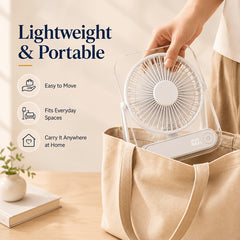 USB Desk Fan, 5000Mah [15H Max Working Time] Ultra Quiet Battery Operated Small USB Fan with Strong Wind, 180° Tilt Foldable And 5 Speeds Adjustable, Battery Powered Mini Personal Fan for Office Bedroom Desktop - Gift