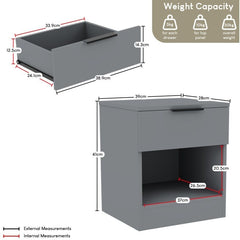 Vida Designs Trega 1 Drawer Bedside Chest Set Of 2, End Table Nightstand Space Saving Storage Organizer Bedroom Furniture