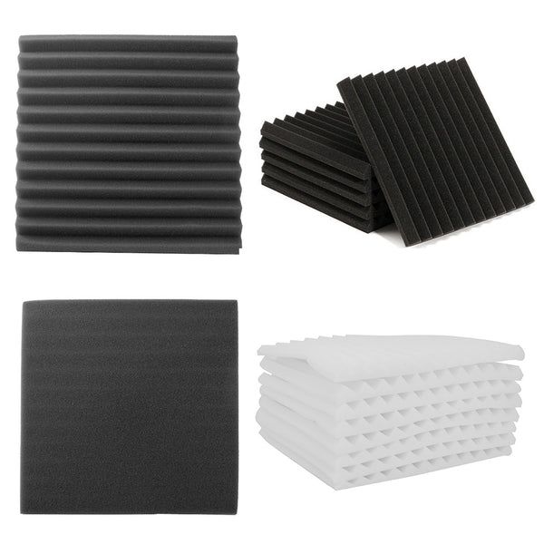 12pcs High-Density Studio Soundproofing Panels Speaker Isolation Pads Foam Mats Recording Soundproofing Materials. Suitable for Home Theater/Studio/Office, Black/White, Dimensions 30 X 30 X 2.5cm