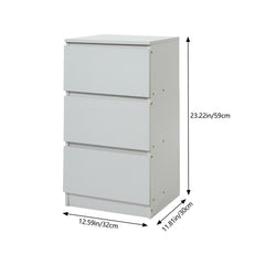 Wooden Slim Bedside Table Narrow Nightstand Side Table with 3 Drawers Storage, Tall Telephone Bedside Cabinets Sofa Side End Tables for Bedroom Small Spaces Living Room, Accent Furniture, White Coffee Tea Table, 32x30x59cm