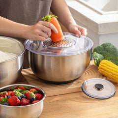 MIU Stainless Steel Mixing Bowls with Lids, 8 Piece Set, with 3 Grater Attachments