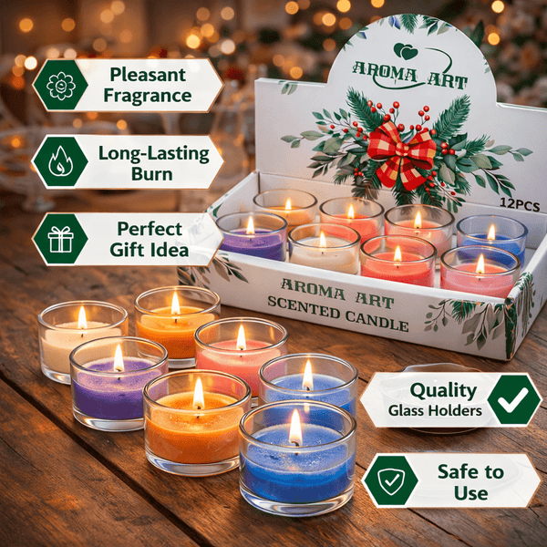 Premium Aroma Candle (Pack of 12) – Relaxing Home Fragrance & Cozy Ambience Long Lasting